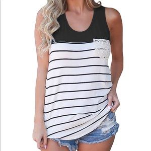 Color Block Striped Racerback Tank Top